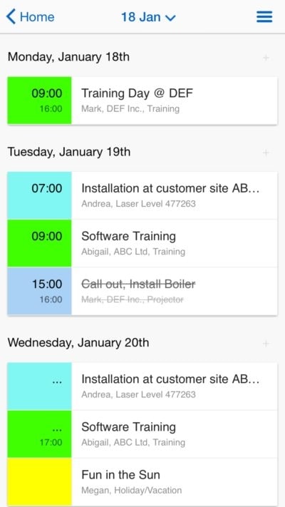 training scheduling app